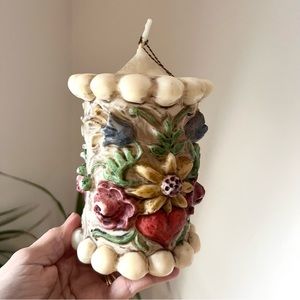 MCM candle made in Germany floral raised design vintage beauty